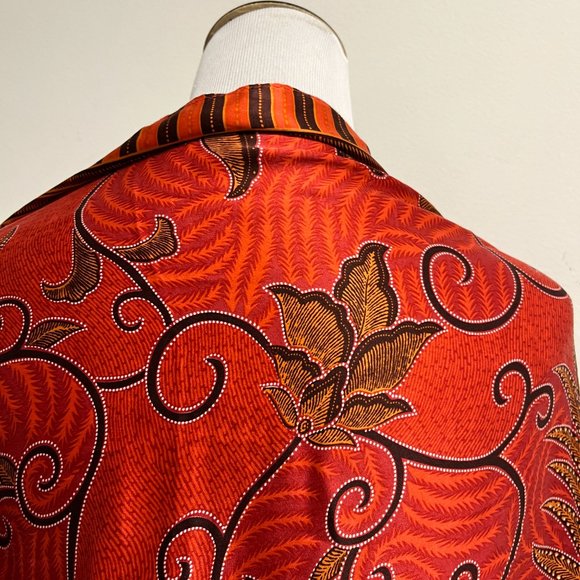 Victoria's Secret silk red gold floral birds oversized silk shawl scarf wrap - Picture 9 of 9